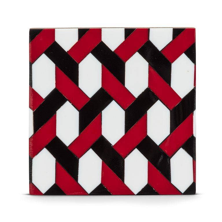 Abbott - Set of 4 Mosaic Coasters Red - 4" Square