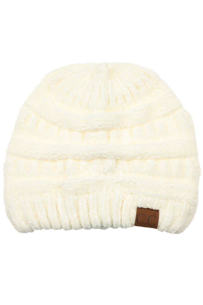 Hana - C.C Ribbed Chenille Soft Beanie Winter Hat