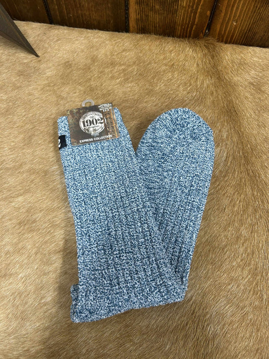 World's Softest Socks - Men's 1902  Express Collection. Heather Indigo & white