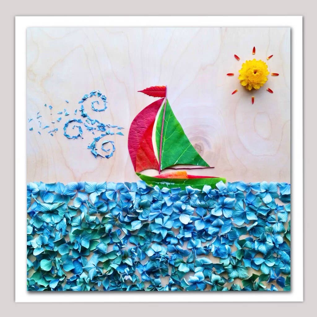 Sarah Smiles Creations - Sailboat • Floral Greeting Card • Botanical Nature Art