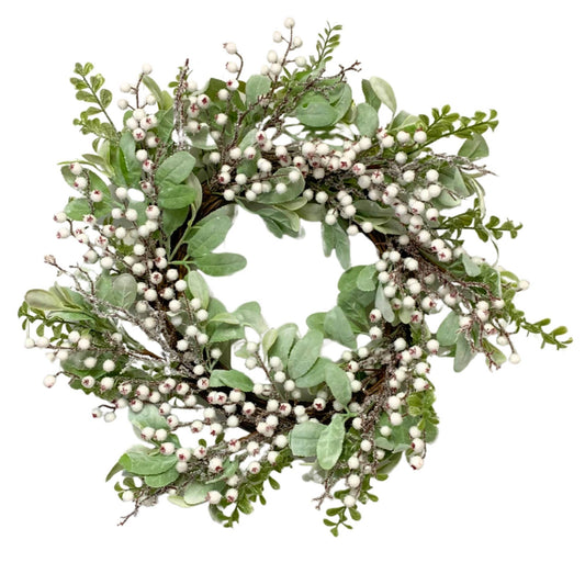 Winter Frost Lambs Ear Boxwood Wreath 24"
