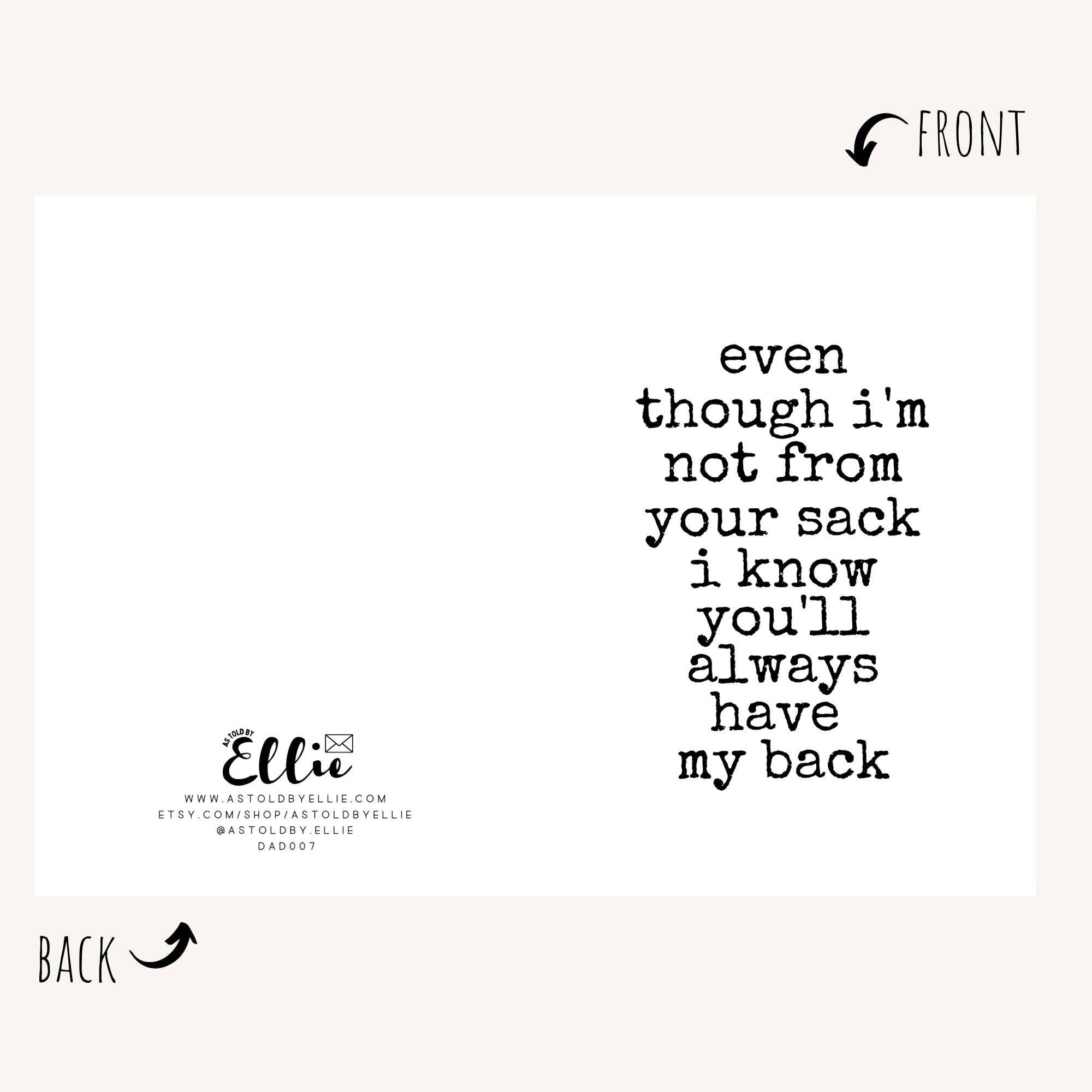 As Told By Ellie - Even Though I'm Not From Your Sack Step Dad Card