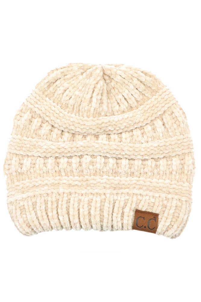Hana - C.C Ribbed Chenille Soft Beanie Winter Hat