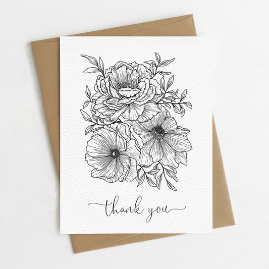Elegant Plant Thank You Card, Botanical Card, Thanks