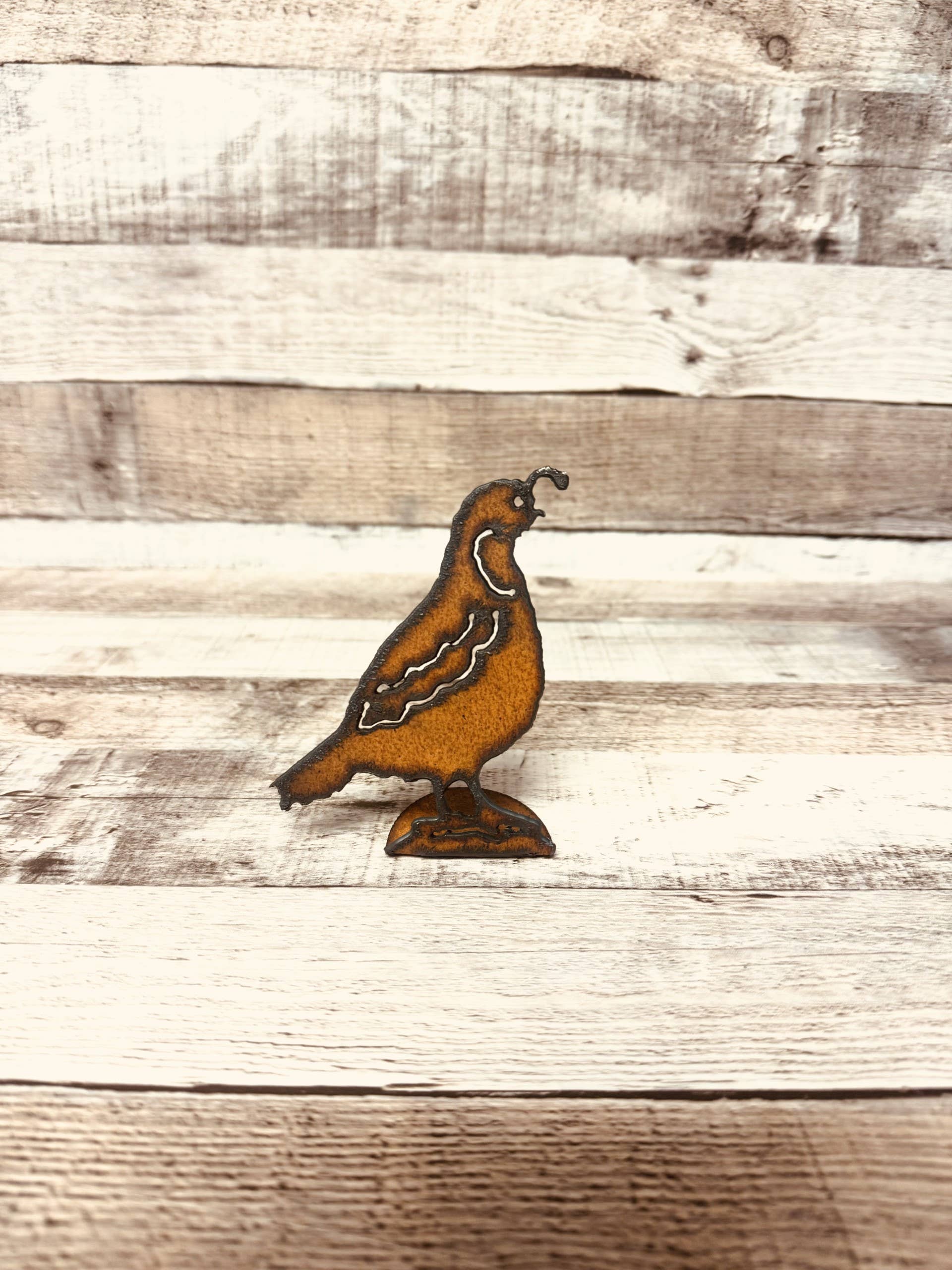 Quail Doodad Rustic Metal Garden Tabletop Figurine Usa Made