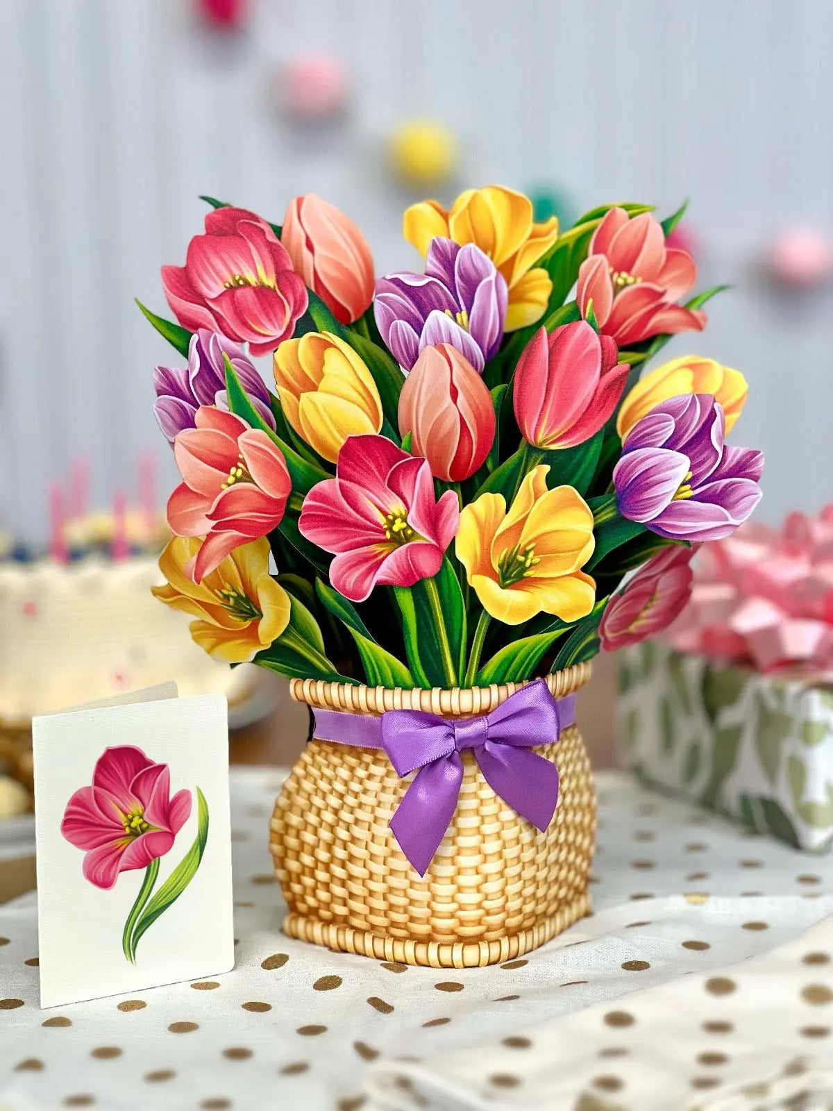 Freshcut Paper Festive Tulips - Pop Up Greeting Card