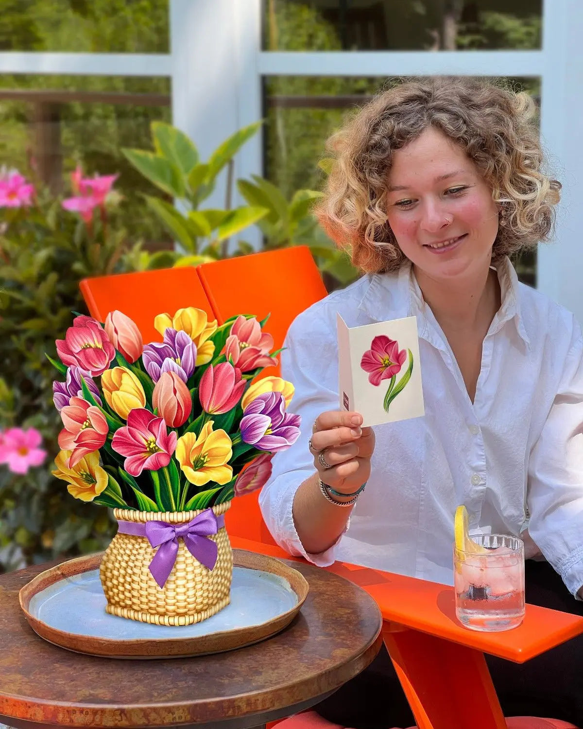 Freshcut Paper Festive Tulips - Pop Up Greeting Card