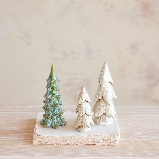 Creative Co-Op - Stoneware tree, reactive glaze, Cream color (each will vary)