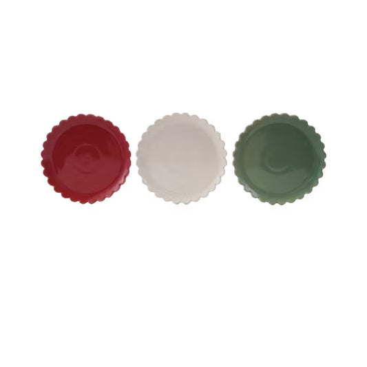8" Round Stoneware Scalloped Plate (3 Colors)