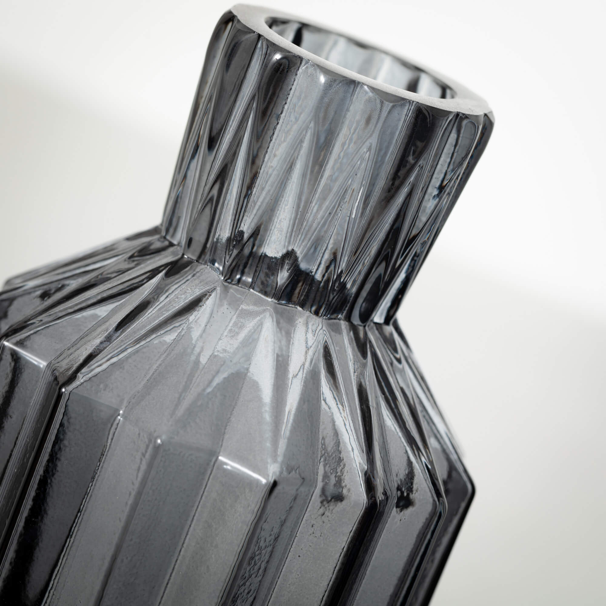 Black Ribbed Glass Vase
