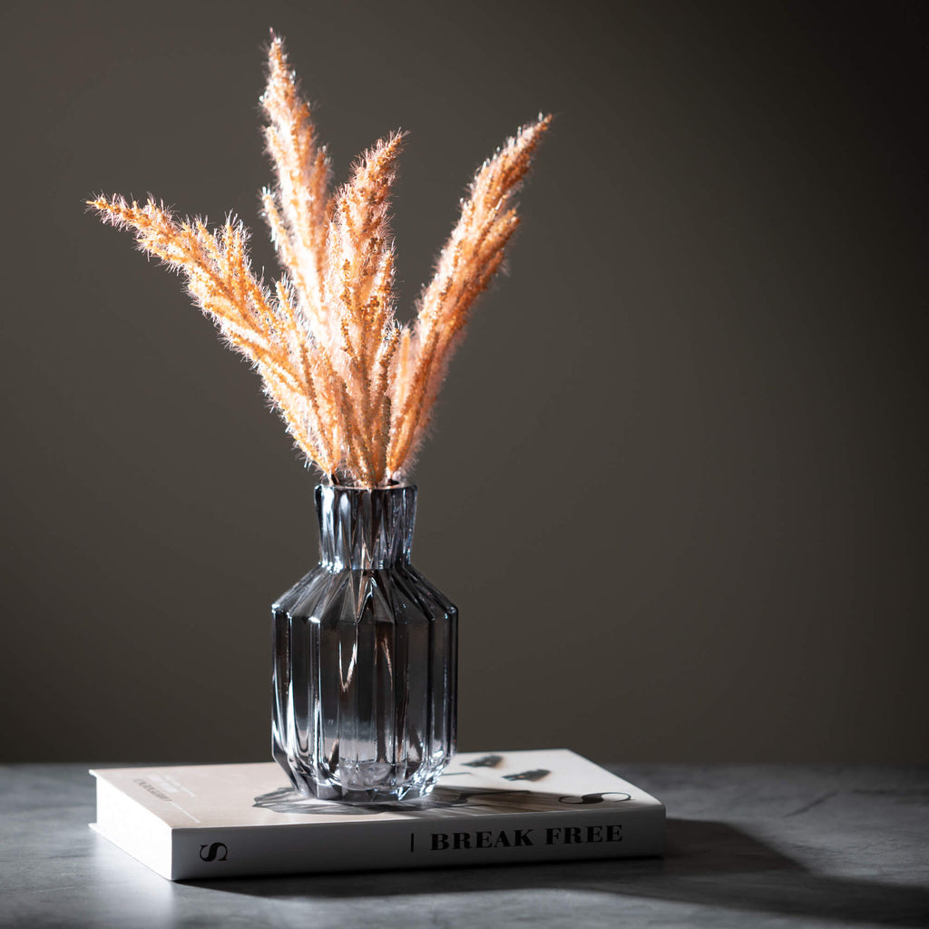 Black Ribbed Glass Vase