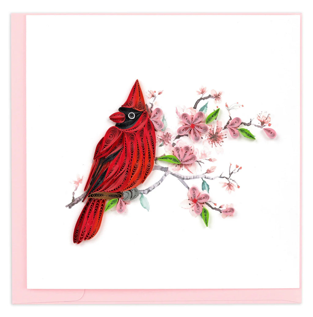 Quilling Greeting Card - Cardinal & Cherry