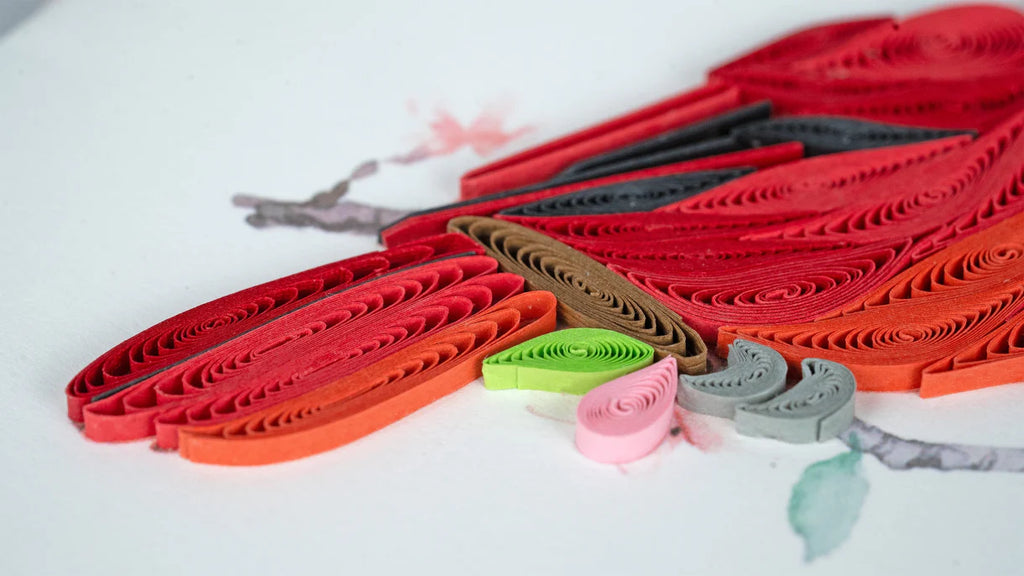 Quilling Greeting Card - Cardinal & Cherry