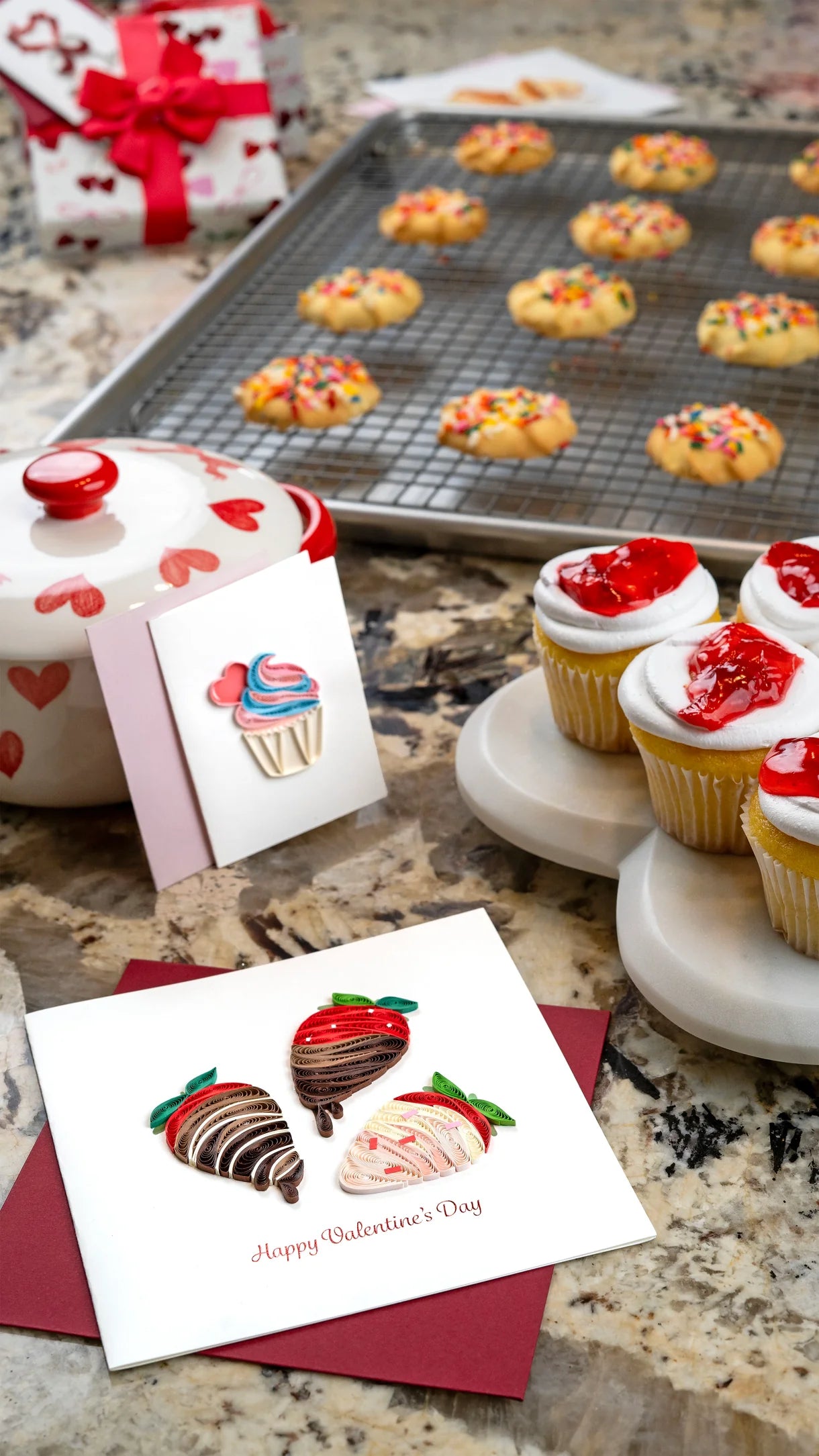 Quilling Greeting Card - Chocolate Covered Strawberries