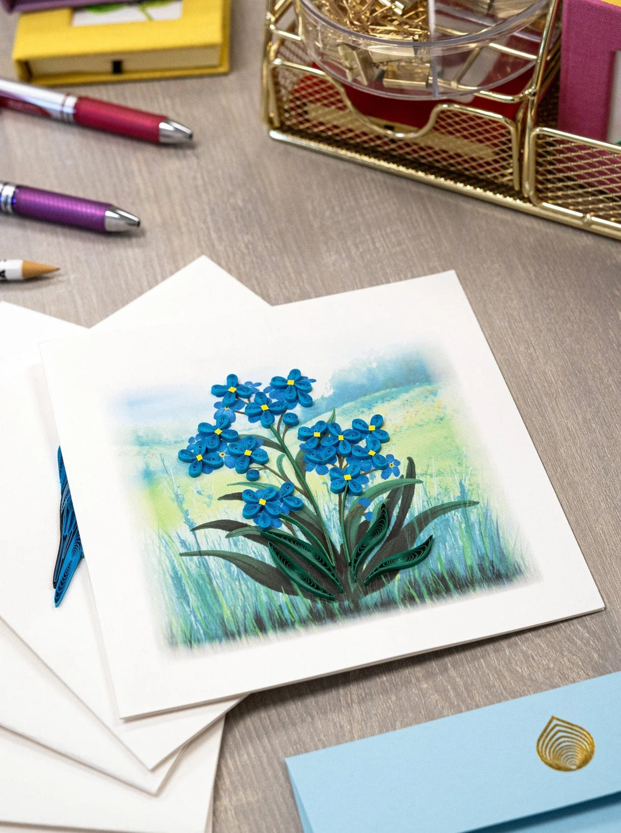 Quilling Greeting Card - Forget-Me-Not