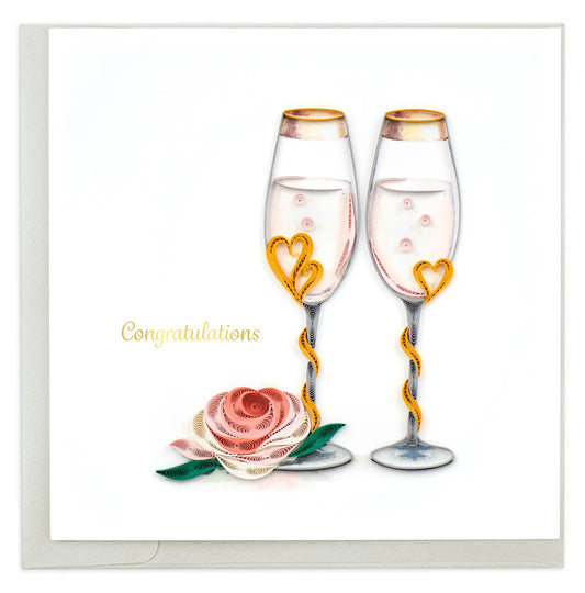 Wedding Toasting Flutes - Quilling Greeting Cards