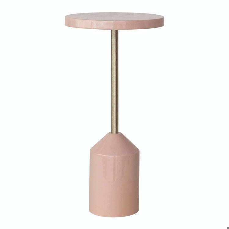 Enamel Metal Table Pink & Gold