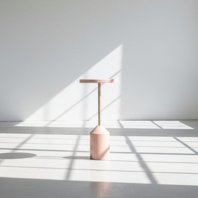 Enamel Metal Table Pink & Gold