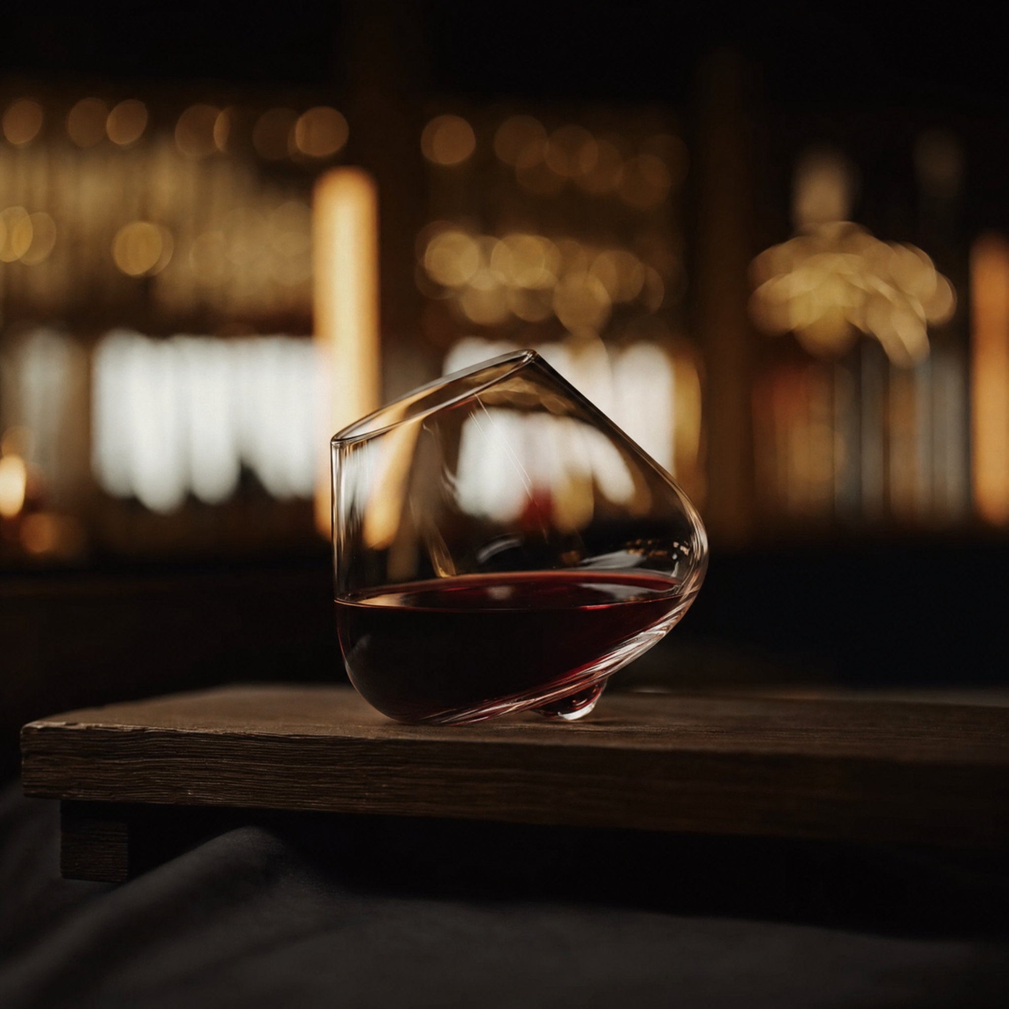 TsukiGlass - Kami Rotating Crystal Wine Glass & Wooden Coaster