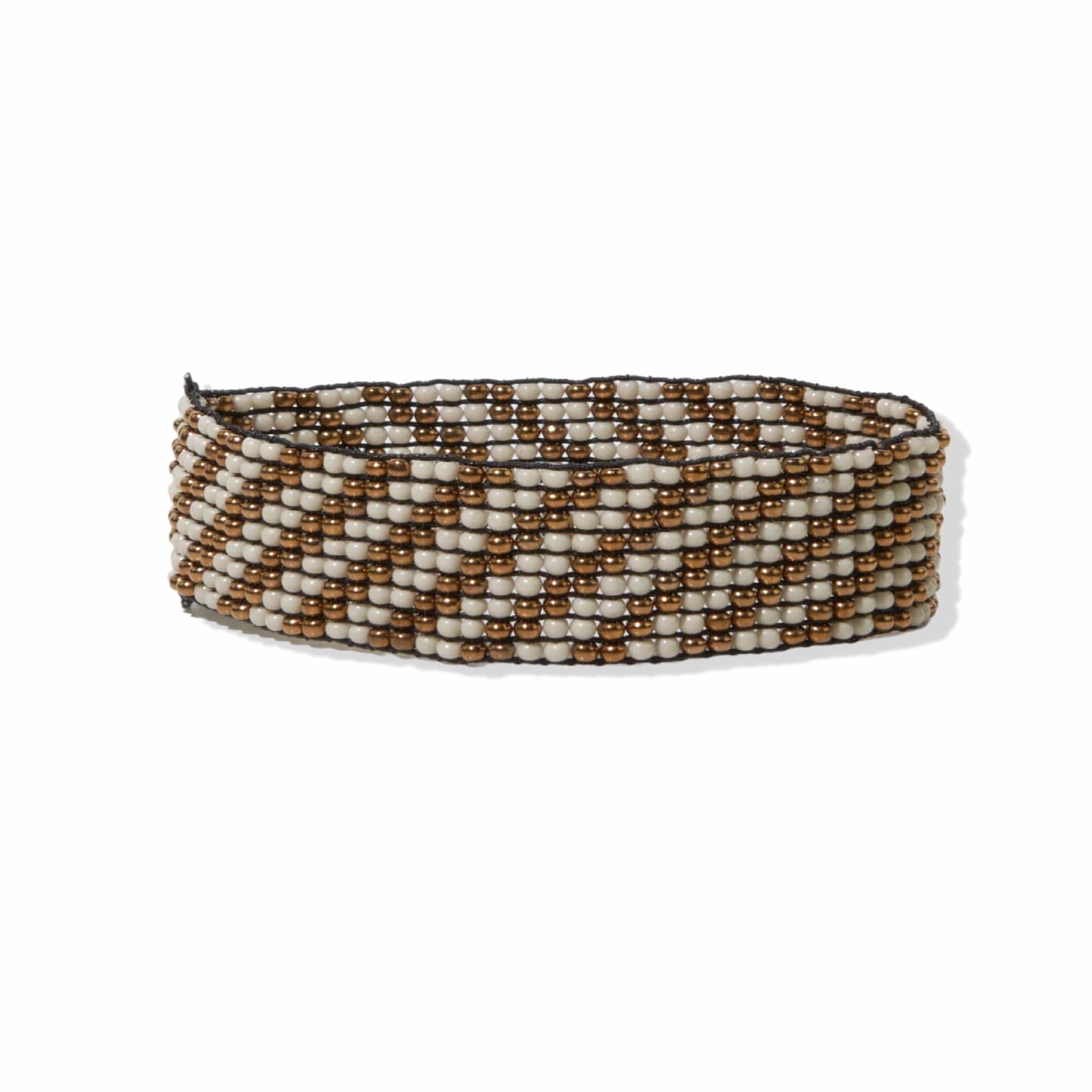 Ink + Alloy Lane Diagonal Stripe Beaded Stretch Bracelet Gold