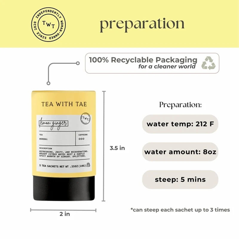Tea with Tae - Lemon Ginger Tea Mini Tube Gift (5 tea bags)