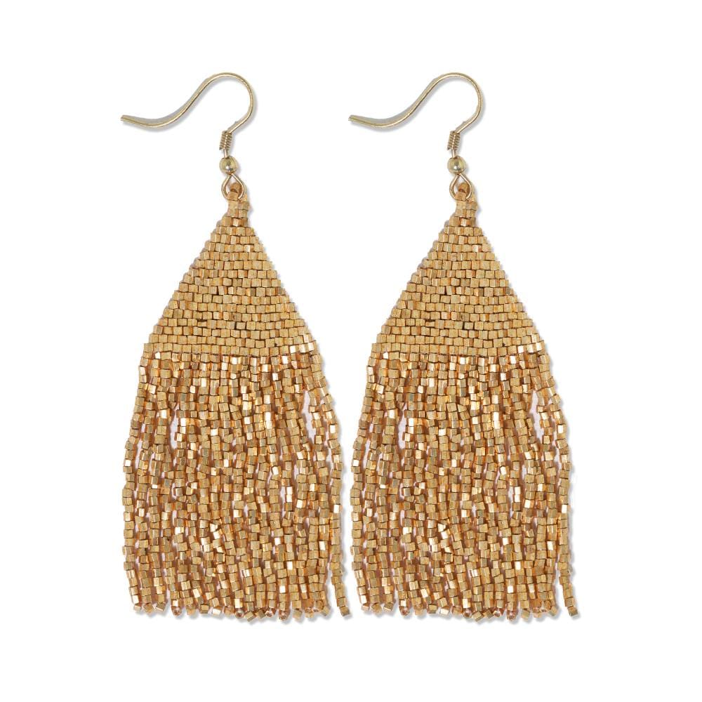 Lexie Solid Beaded Fringe Earrings Gold