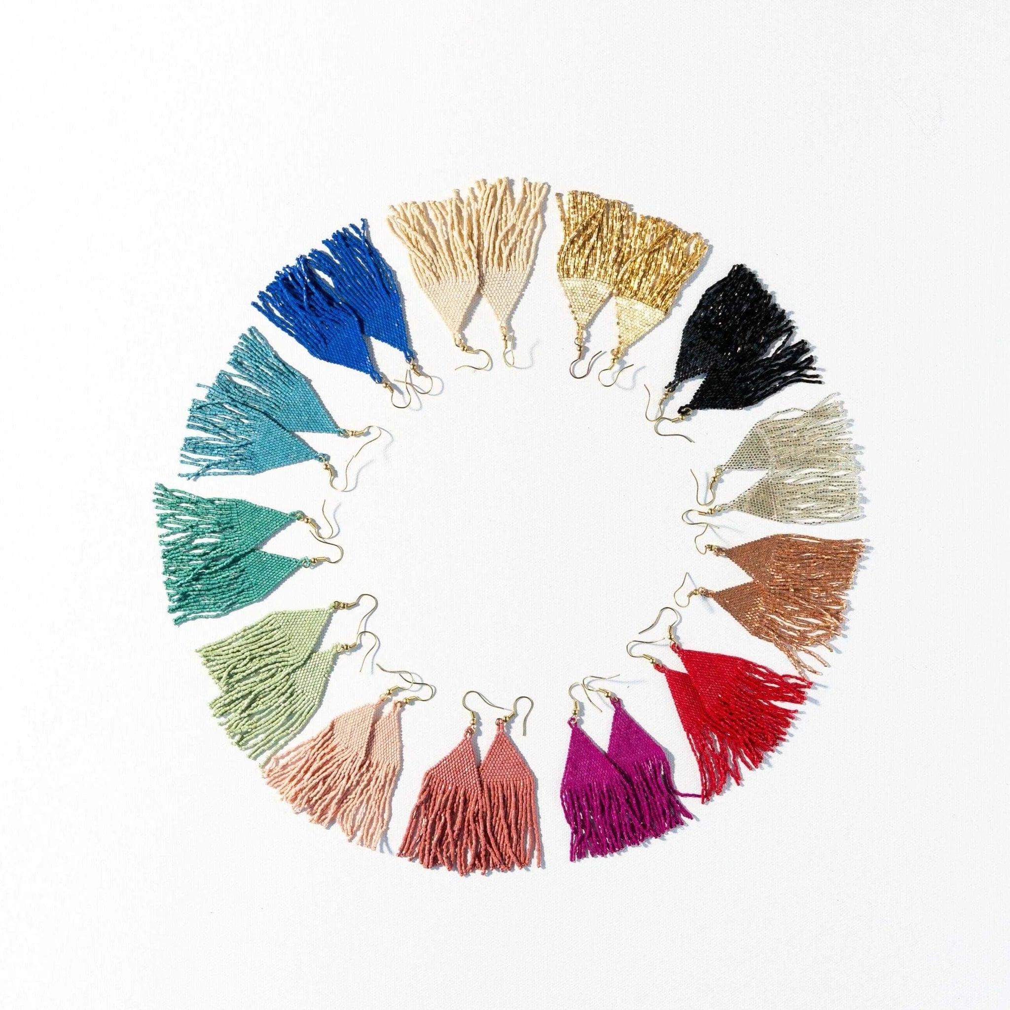 Ink + Alloy Lexie Solid Beaded Fringe Earrings Navy