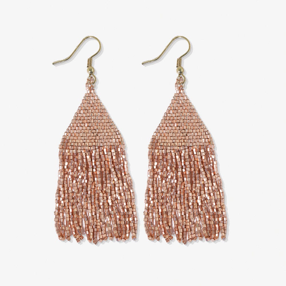 Ink + Alloy Lexie Solid Beaded Fringe Earrings Rose Gold