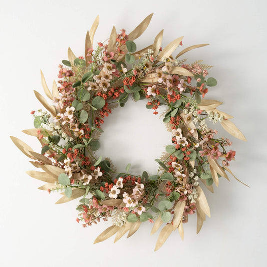 RUST FLOWER EUCALYPTUS WREATH