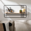 Metal Framed Wood Wall Shelf