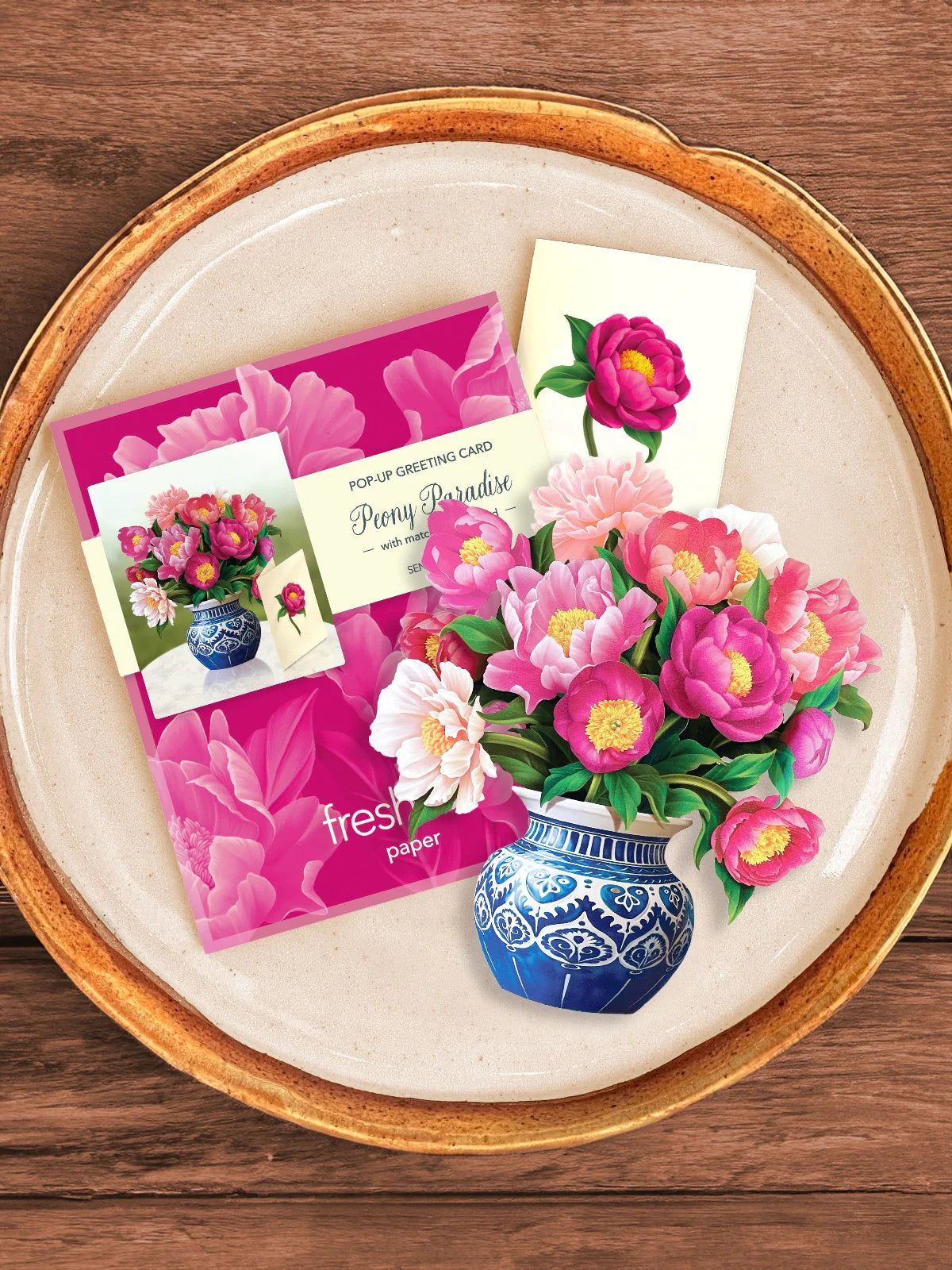 Freshcut Paper. Mini Peony Paradise Pop-Up Card