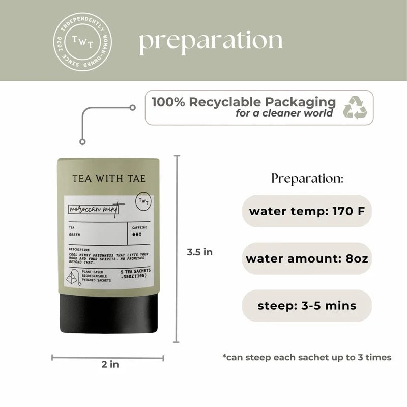 Tea with Tae - Moroccan Mint Tea Mini Tube Gift (5 tea bags)