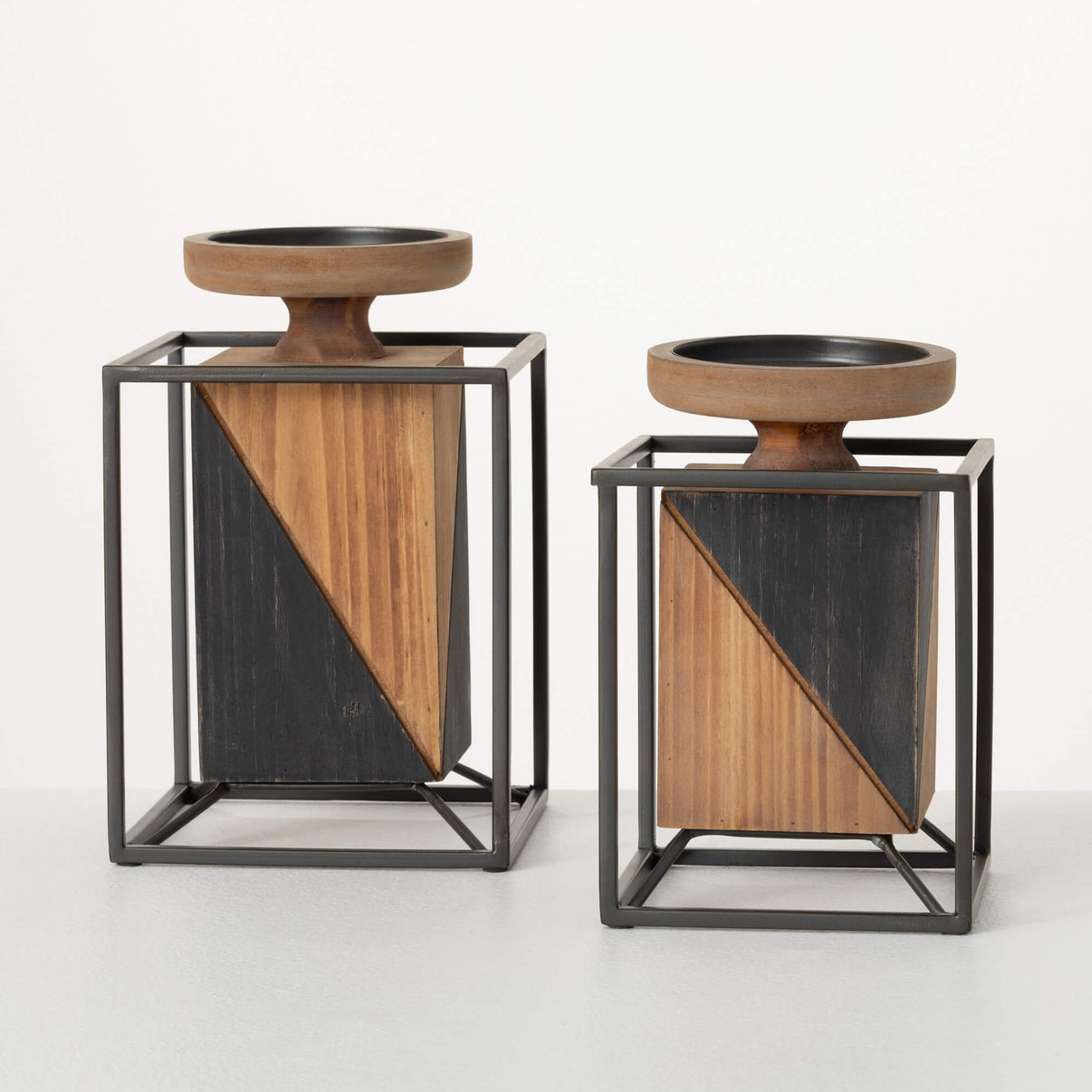 Wooden Block Pillar Candle Holders (2 Sizes) Beckman Gallery
