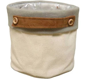 Canvas Pot Cover 5.5" Cream/Pebble