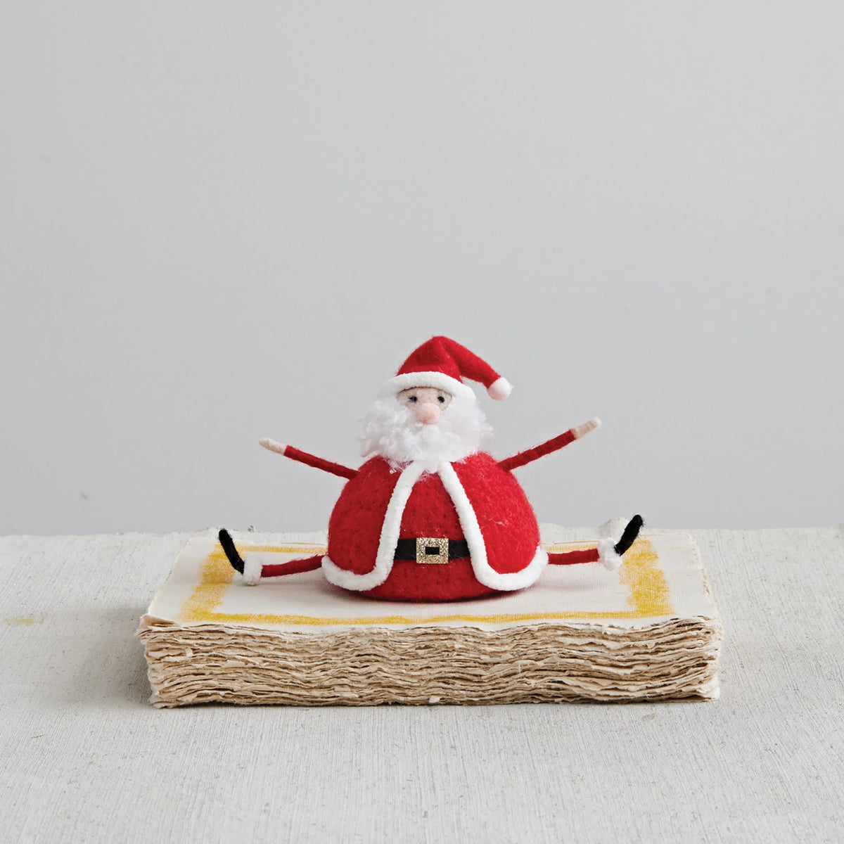 Creative Co-Op- Wool Felt Sitting Santa ( Red & White)