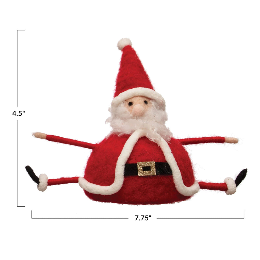 Creative Co-Op- Wool Felt Sitting Santa ( Red & White)