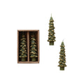 Creative Co-Op - Unscented Tree Shaped Taper Candles w/ Gold Tips (Set 2)