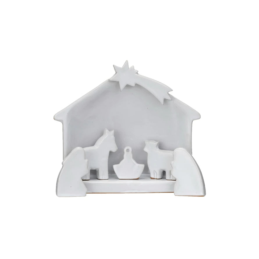 Creative Co-Op - Stone Nativity Reactive Glaze, white