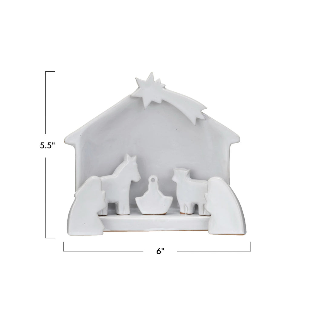 Creative Co-Op - Stone Nativity Reactive Glaze, white