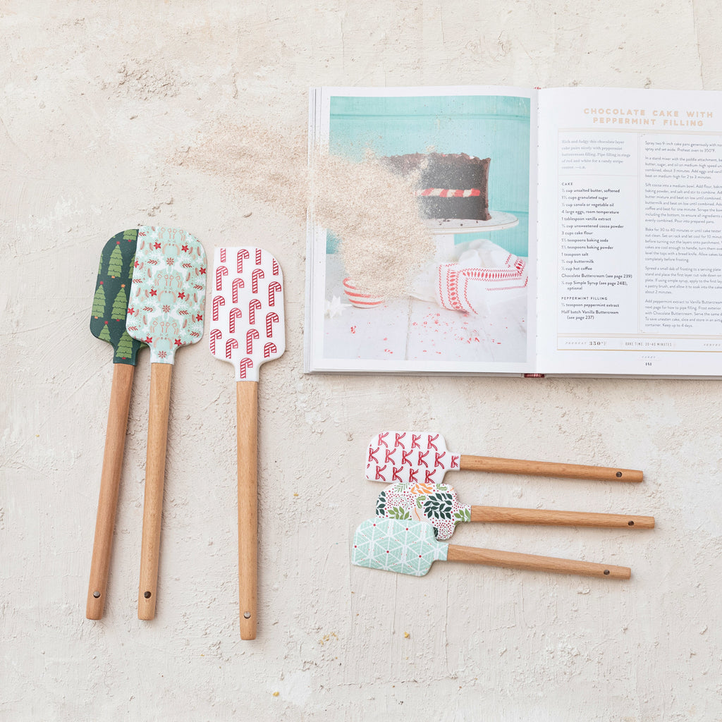 Creative Co-Op-Silicone & Wood Spatulas w/ Holiday Pattern(3 sets)