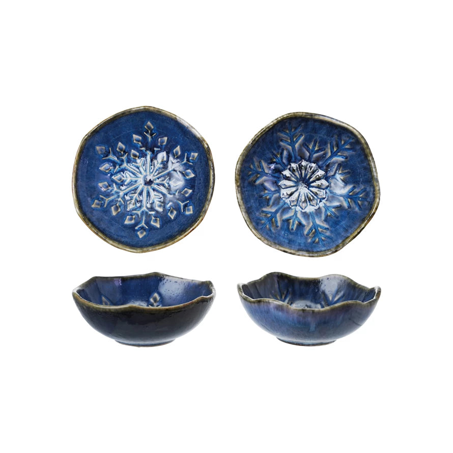 Creative Co-Op- Debossed Stoneware Organic Shaped Bowls