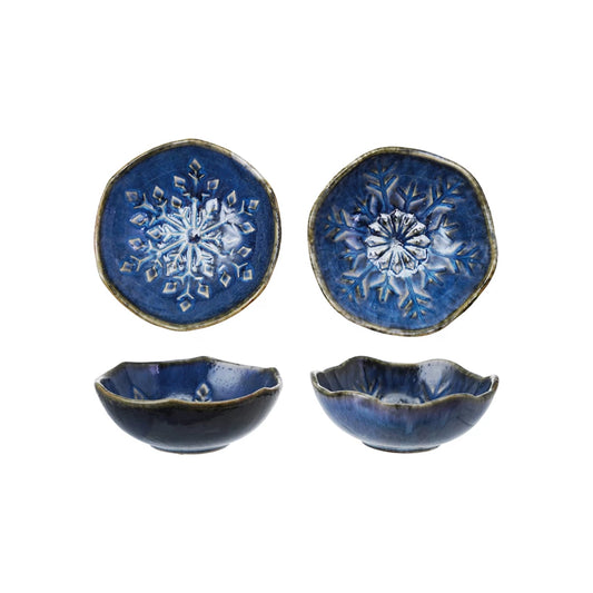 Debossed Stoneware Organic Shaped Bowls