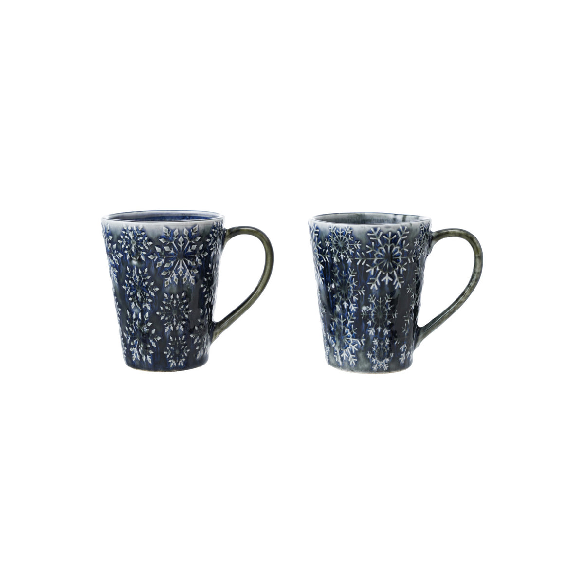 Debossed Stoneware Snowflake Pattern Mugs (style varies)