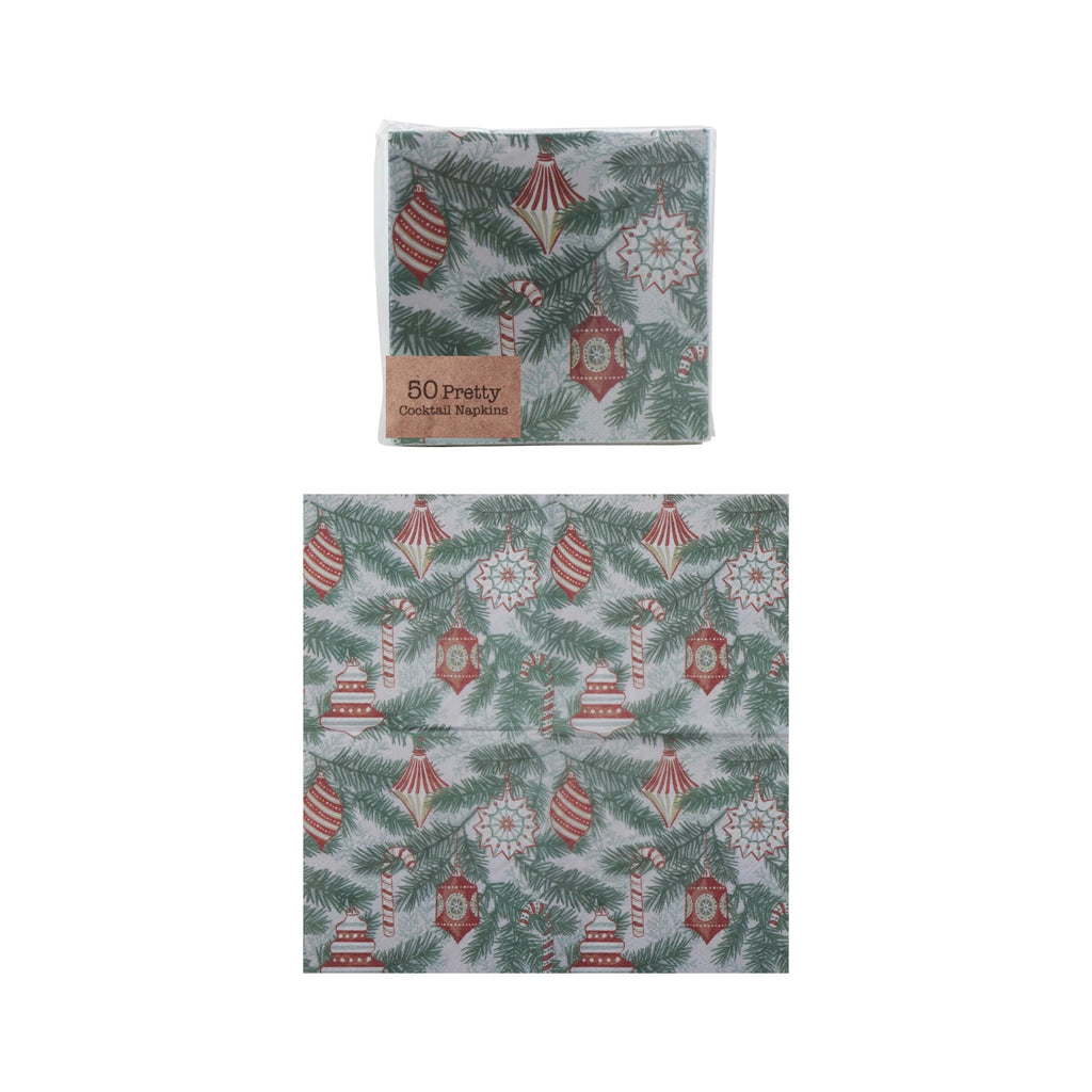 Creative Co-Op- Holiday Pattern Cocktail Napkins (Ornament)