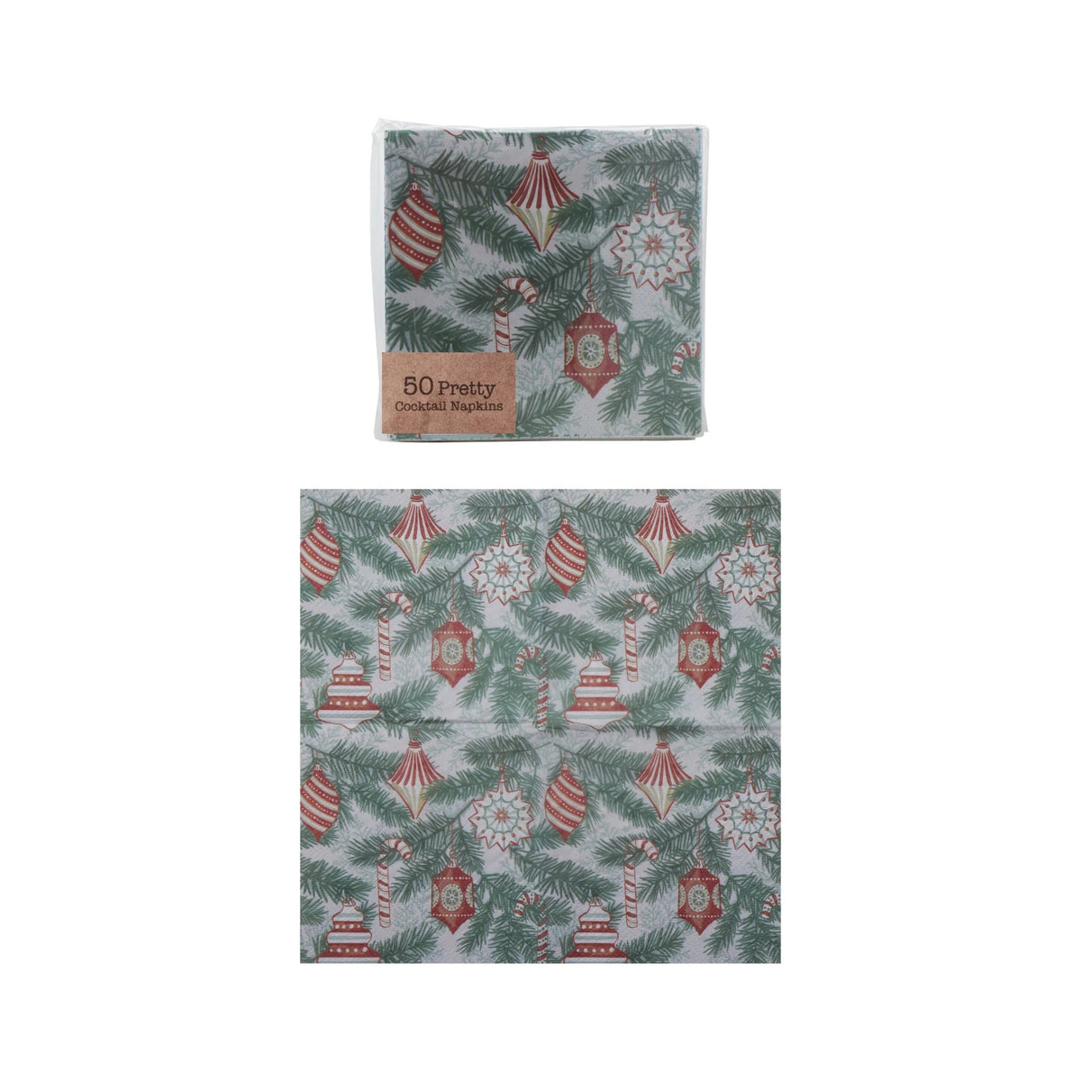 Creative Co-Op- Holiday Pattern Cocktail Napkins (Ornament)