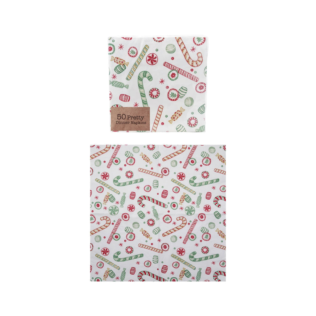 Creative Co-Op- Holiday Pattern  Napkins (Candy Canes)
