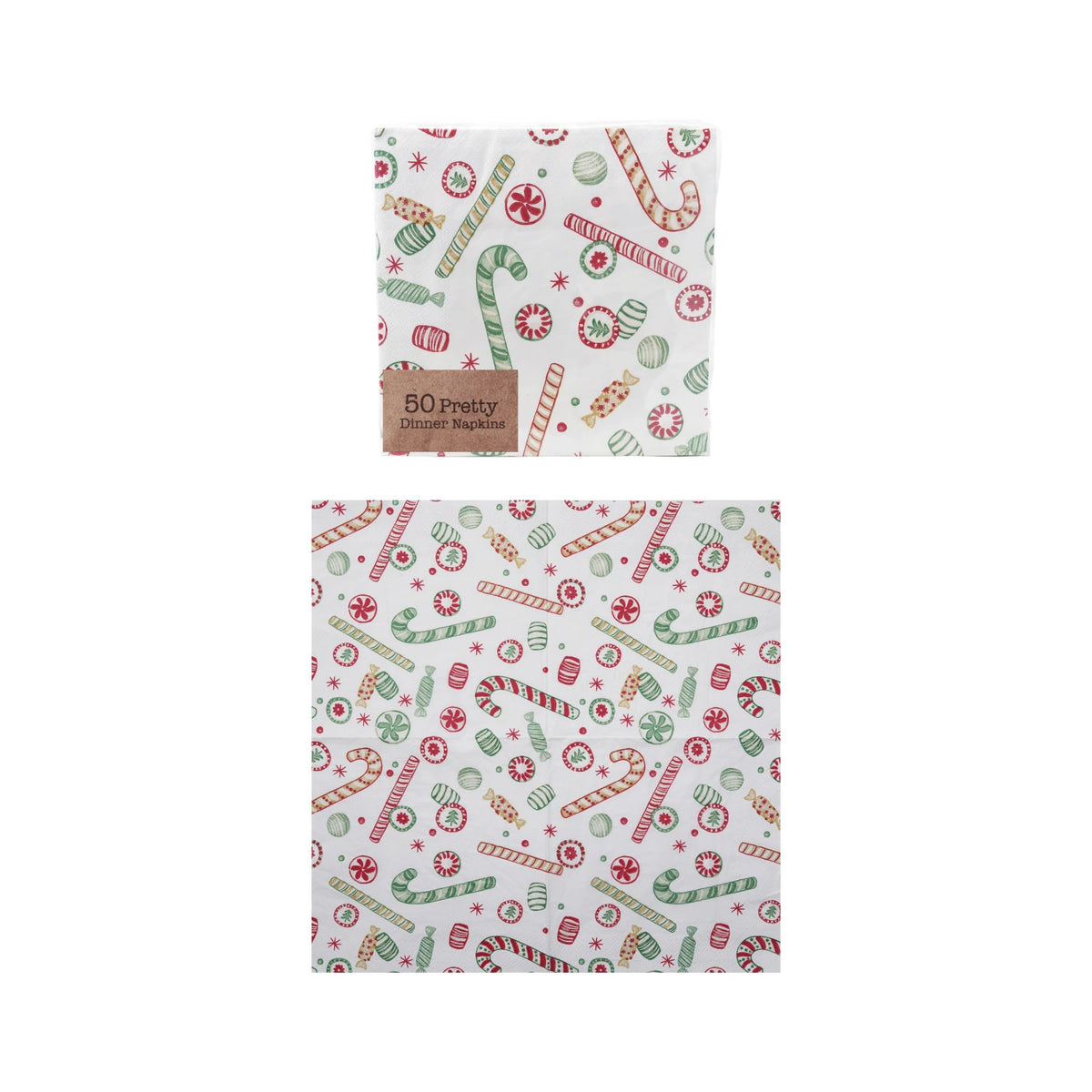 Creative Co-Op- Holiday Pattern  Napkins (Candy Canes)