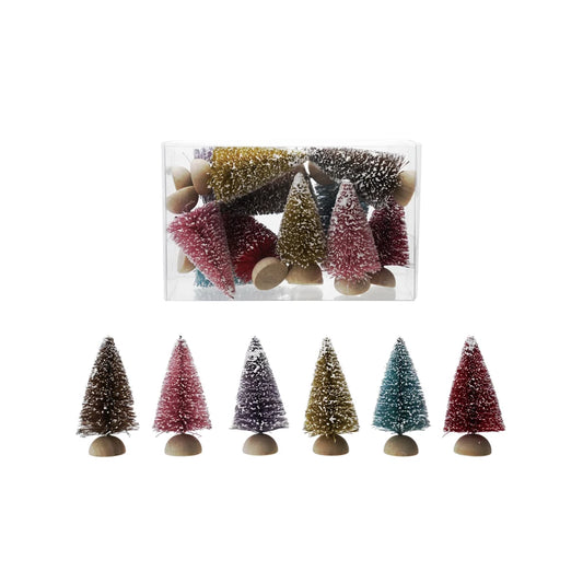 3" Multi Colored Sisal Bottle Brush Trees  Box of 12