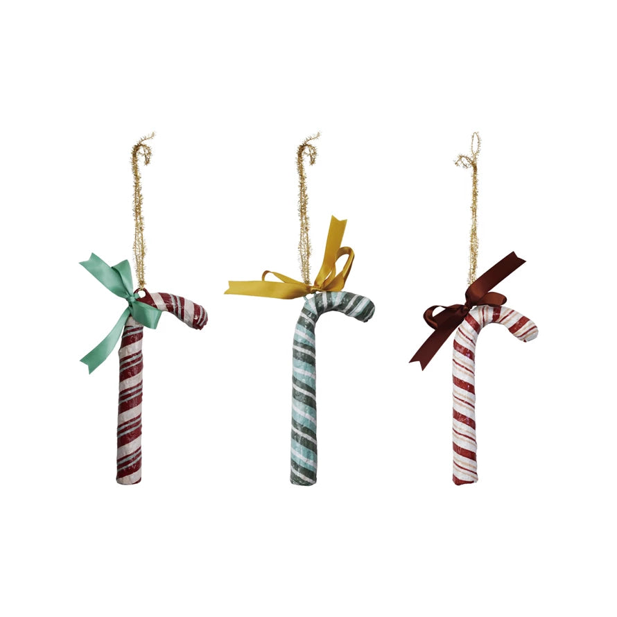 Creative Co-op - Ornament - Hand Painted Paper Mache Candy Cane