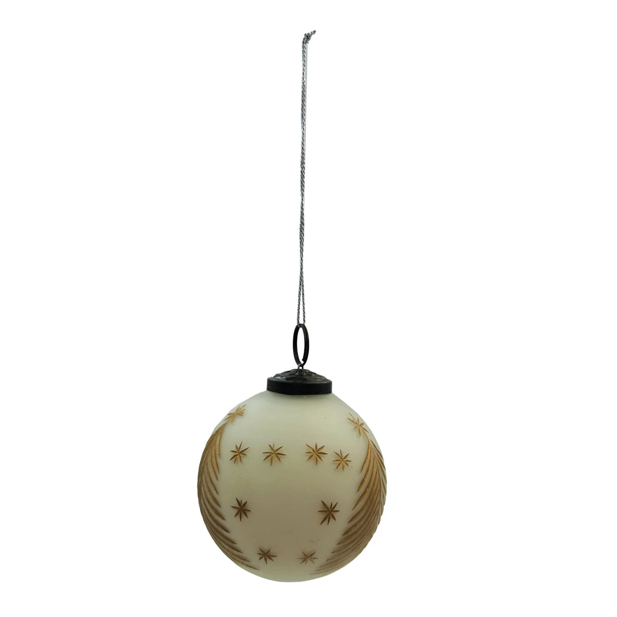 Creative Co-op - Hand-painted Glass Ball with Etched Trees and Stars (2 Colors)